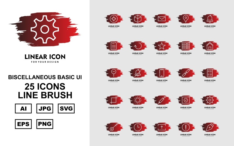 25 Premium Miscellaneous Line Brush Iconset Icon Set