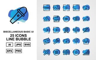 25 Premium Miscellaneous Line Bubble Icon Set