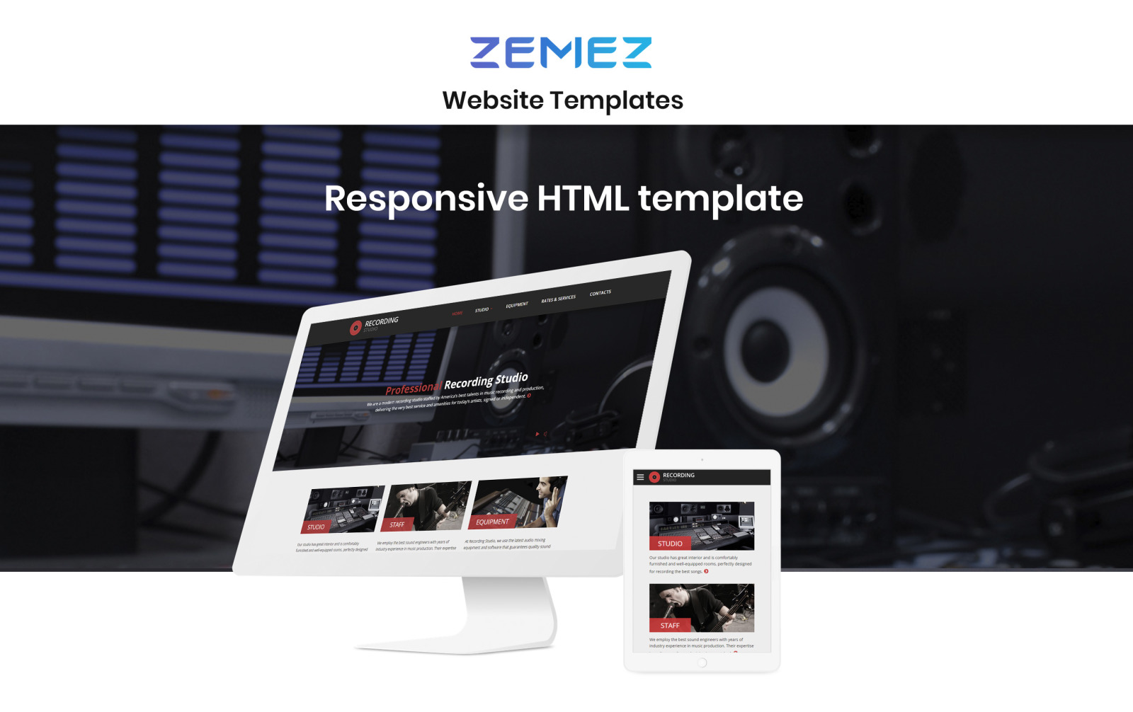 Recording Studio - Music Minimal Responsive HTML Website Template