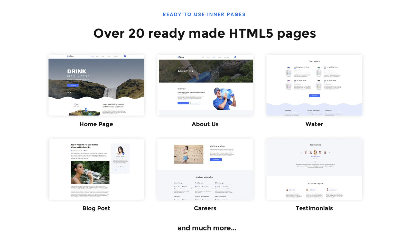 Modelo de site HTML5 de várias páginas de água