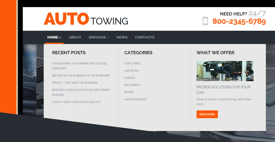 Tow Truck Service WordPress Theme