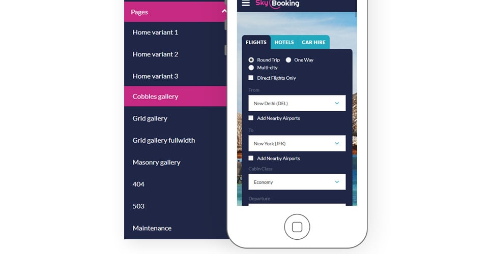 SkyBooking - Flight Booking HTML5 Website Template