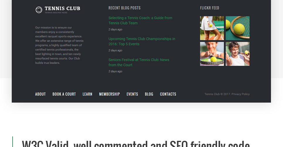 Tennis Club - Sports & Events Multipage Website Template