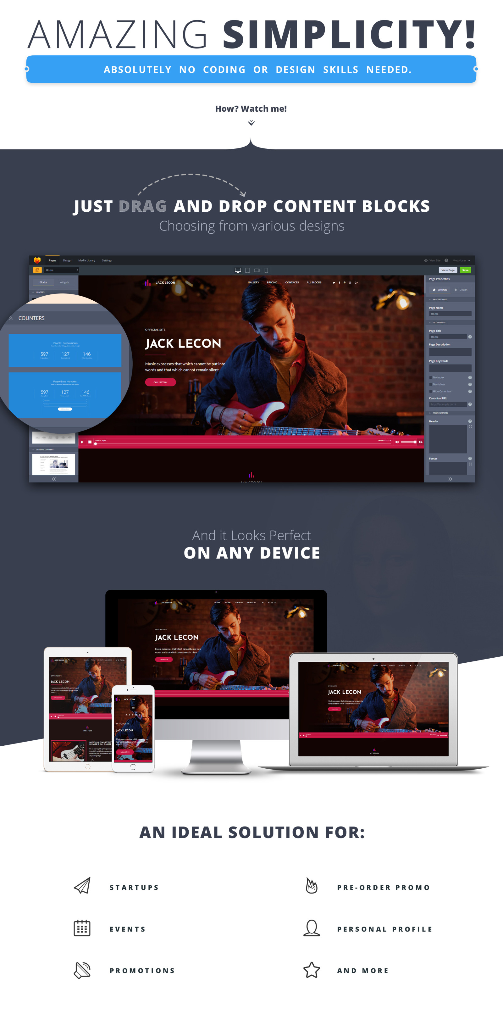 Jack Lecon Singer Landing Page Template TemplateMonster