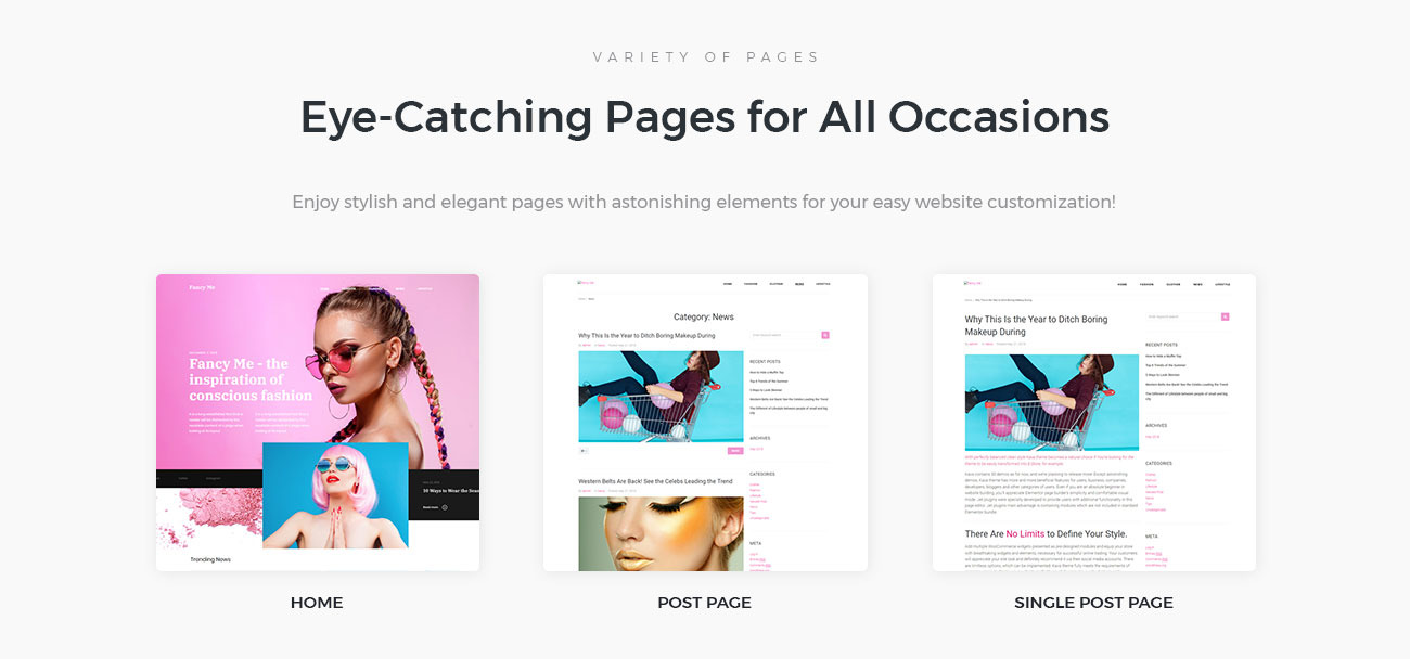Fancy Me Fashion Blog WordPress Elementor Theme
