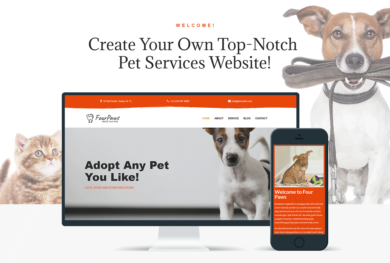 Four Paws - Pet Services Multipurpose Classic WordPress Elementor Theme