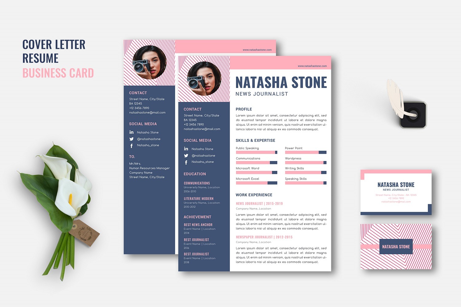 Natasha - Business CV Set Resume Template - TemplateMonster