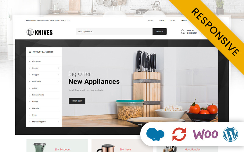 Knives Kitchen Accessories Store Responsive Theme
