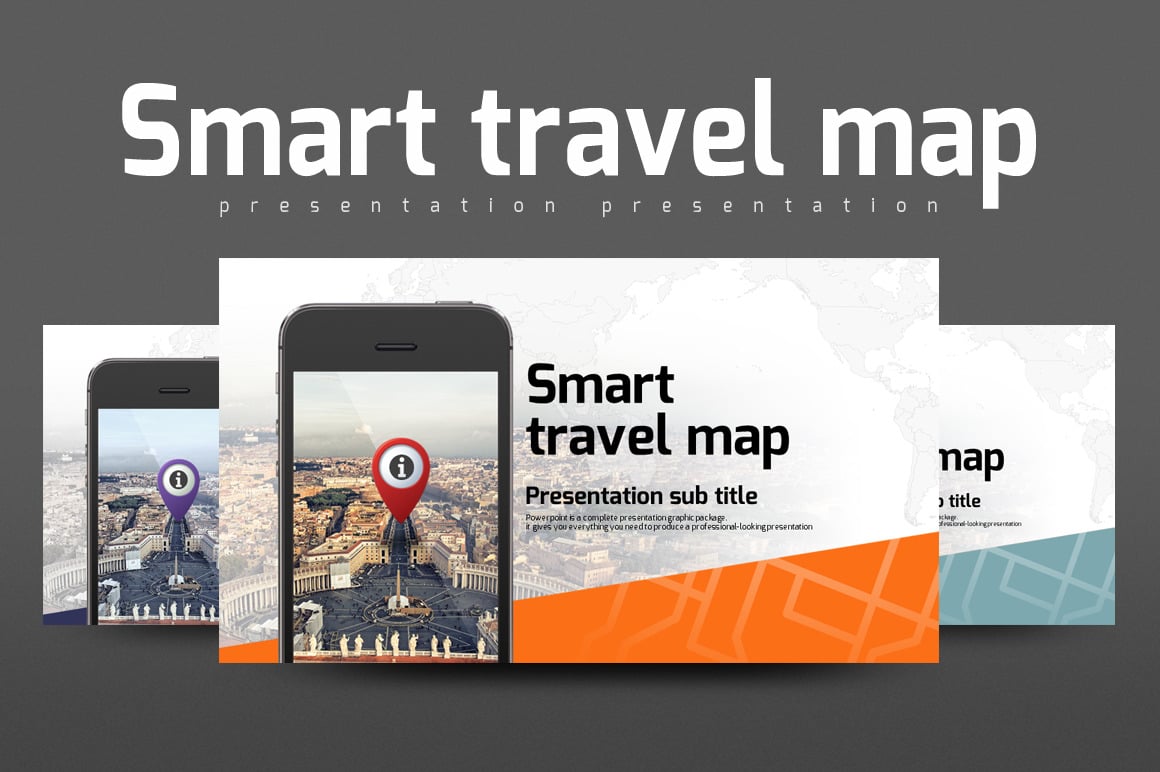 Smart Travel Map PowerPoint template TemplateMonster