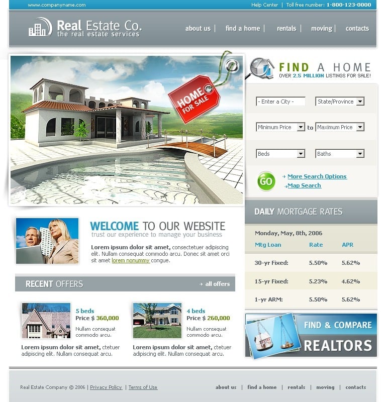 Realty сайт. Find Home. Website Realty.