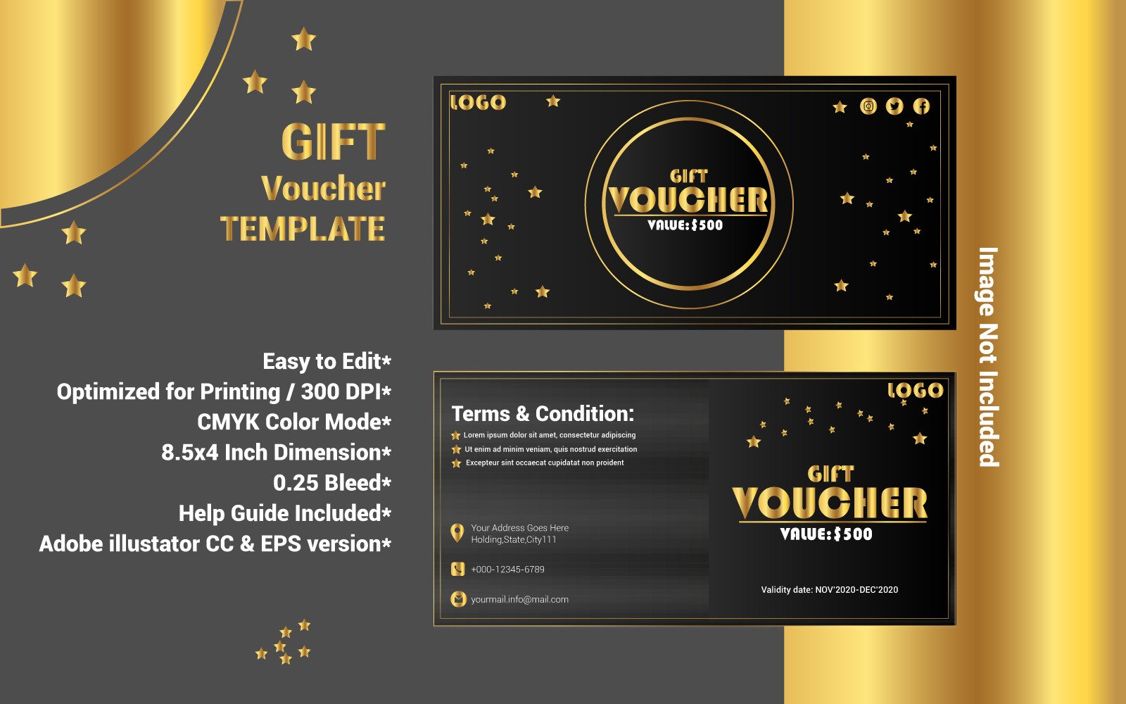 Gift Voucher Template - Vector Image - TemplateMonster