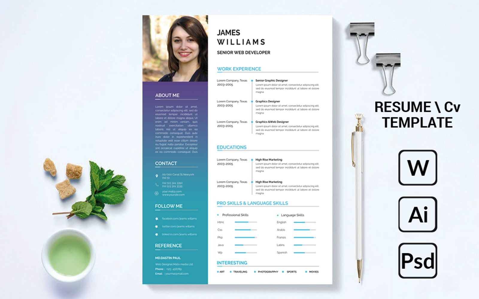 Professional creative Resume Template - TemplateMonster