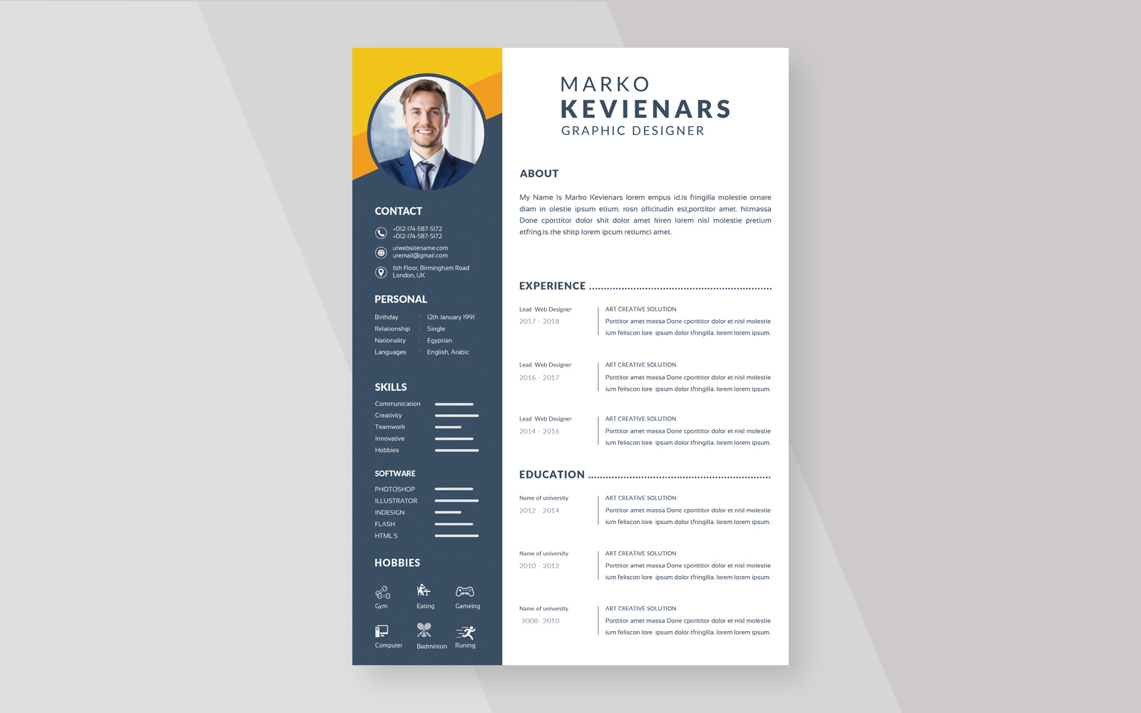 Beautiful CV - Elegant Design Resume Template