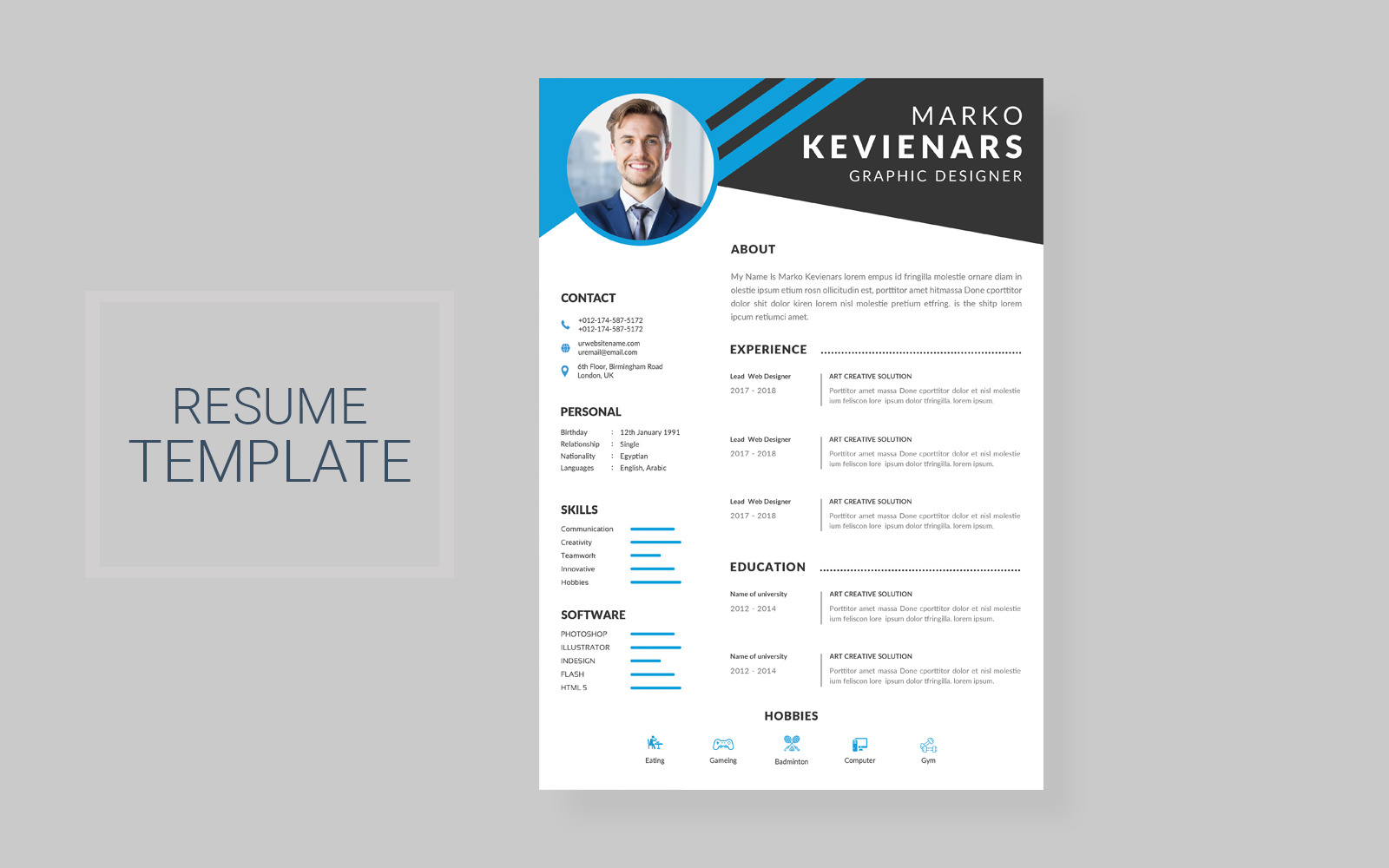 Beautiful Flat - Elegant Design Resume Template