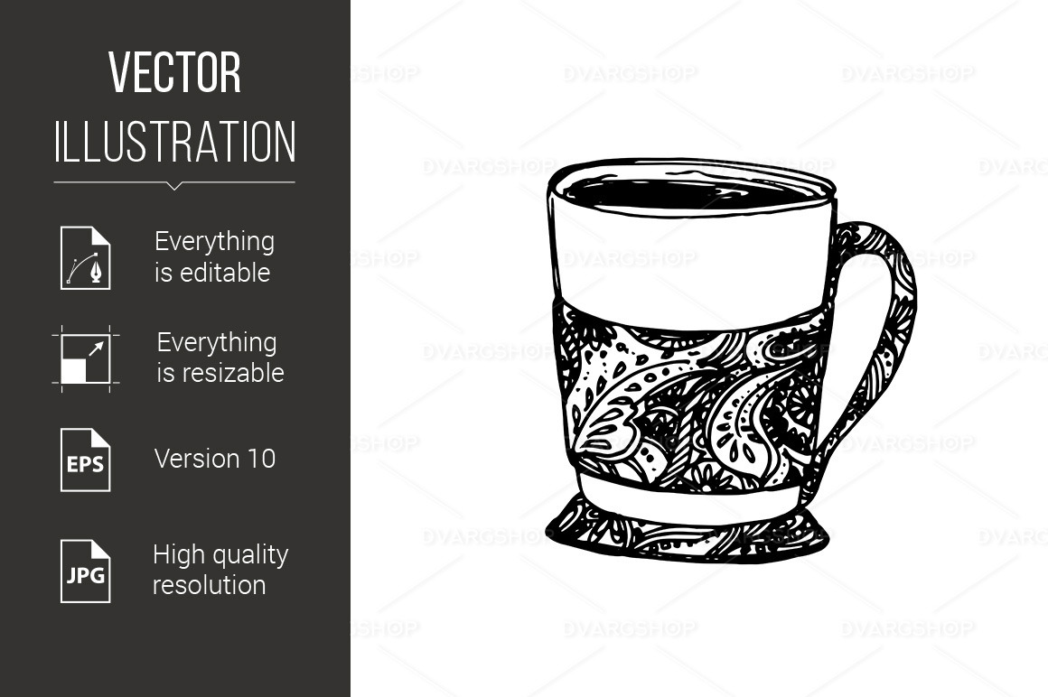 Hand Drawn Sketch of Tea Cup - Vector Image - TemplateMonster