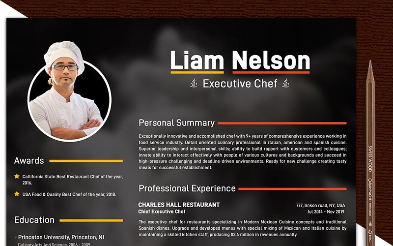 Restaurant Chef Resume Template #119256 - TemplateMonster