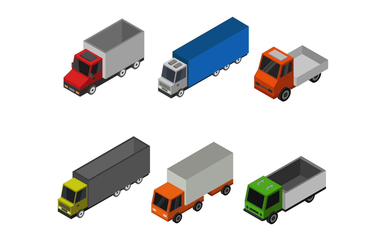 Download Set Of Isometric Trucks - Vector Image - TemplateMonster