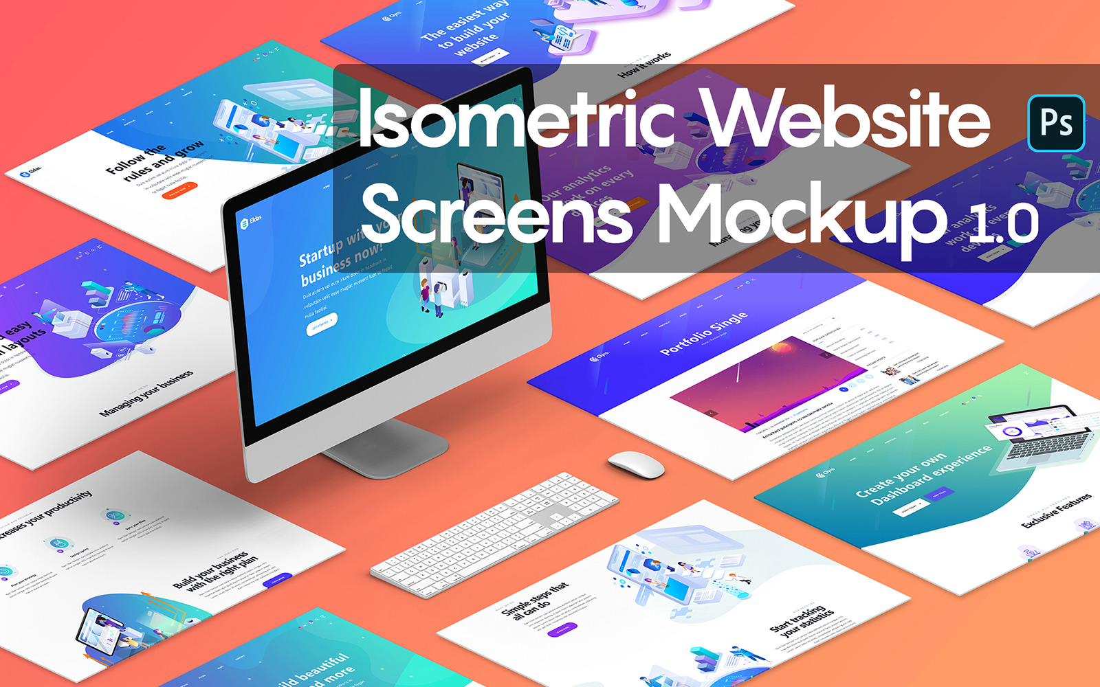 Isometric Website Screens 1.0 UI Elements - TemplateMonster