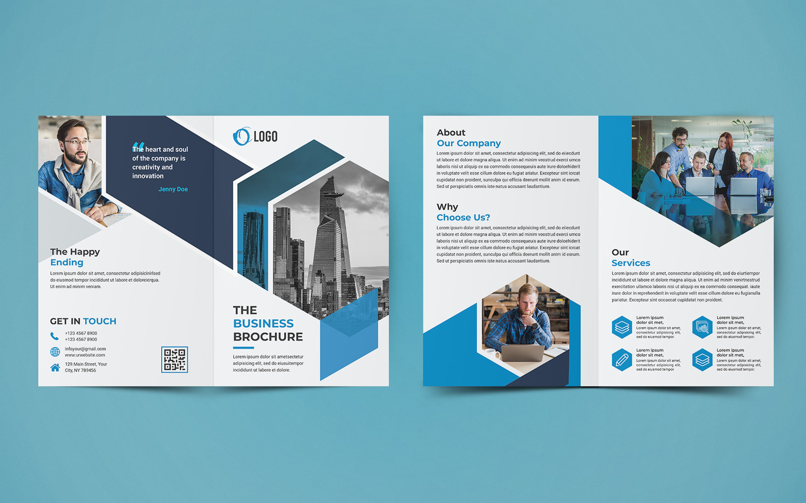 Business Bifold Brochure Design Corporate Identity Template