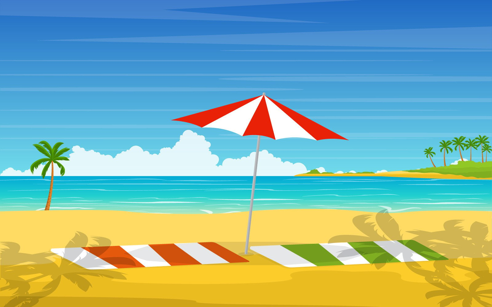 Summertime Beach Sea - Illustration #125171 - TemplateMonster