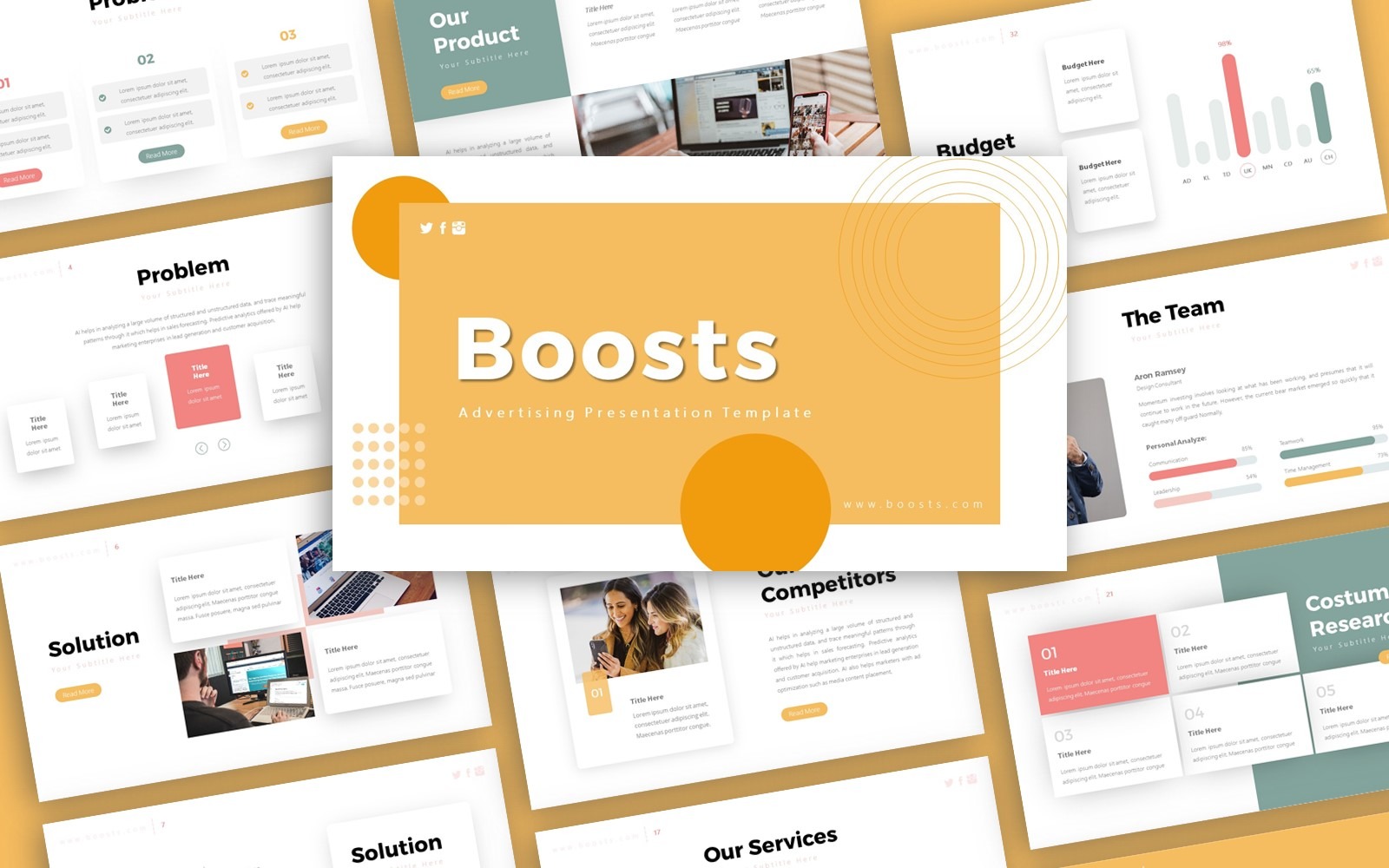 Boosts Advertising Presentation PowerPoint template Boosts Advertising Presentation PowerPoint template