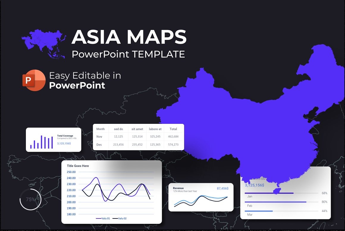 Asia Maps Presentation Powerpoint Template Templatemonster