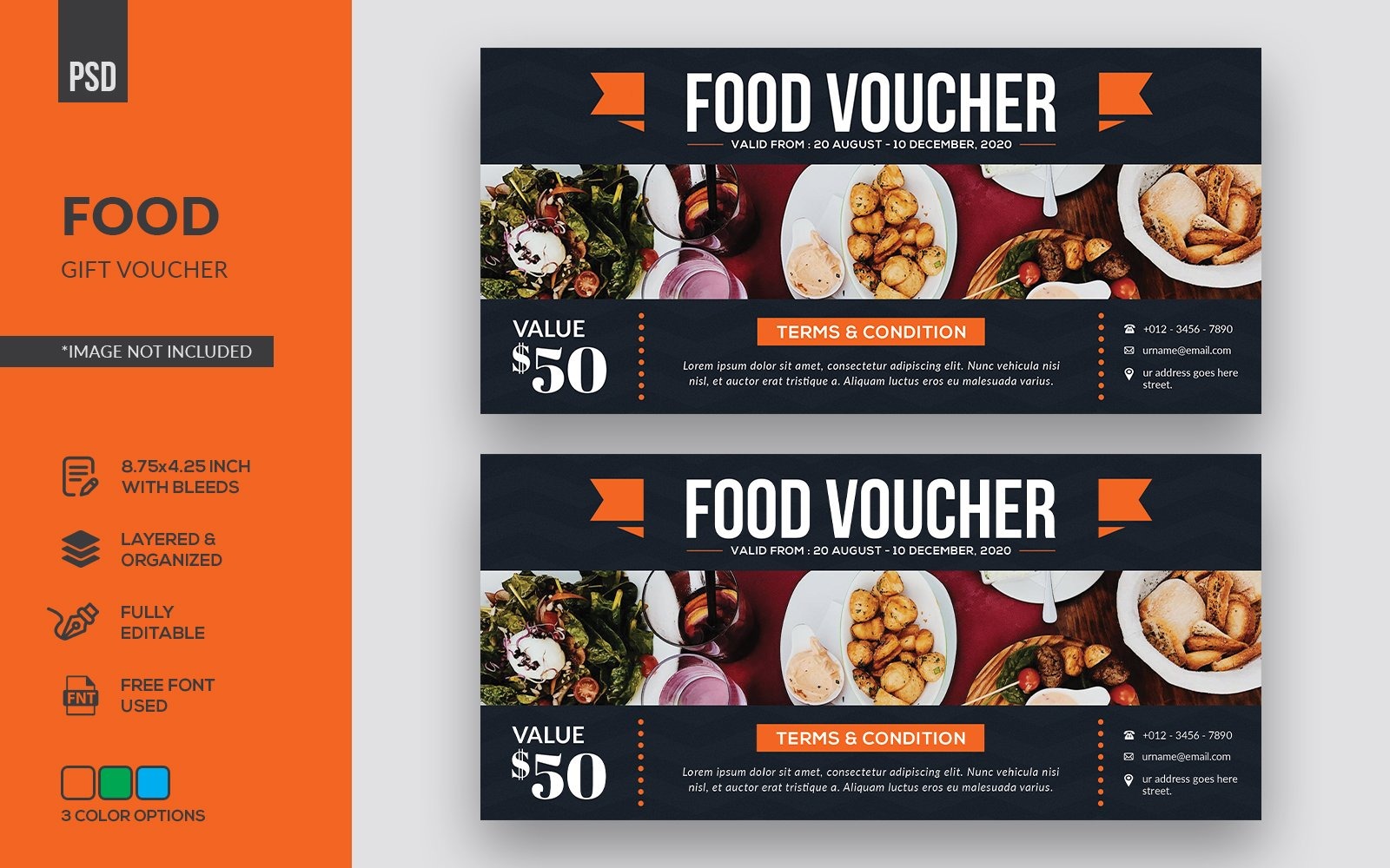 Food Gift Voucher Corporate Identity Template