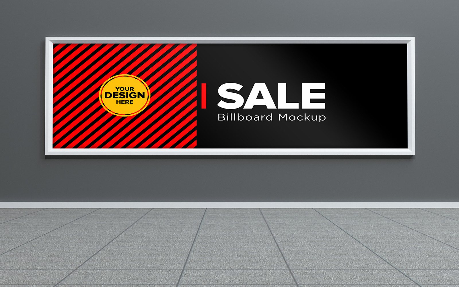 Blank horizontal Billboard mockup in subway or metro