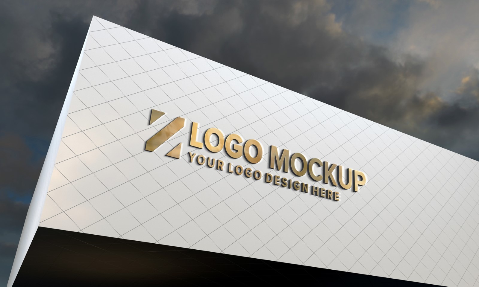 Download Golden Logo Mockup Elegant 3D Sign White Building façade Product Mockup #148895