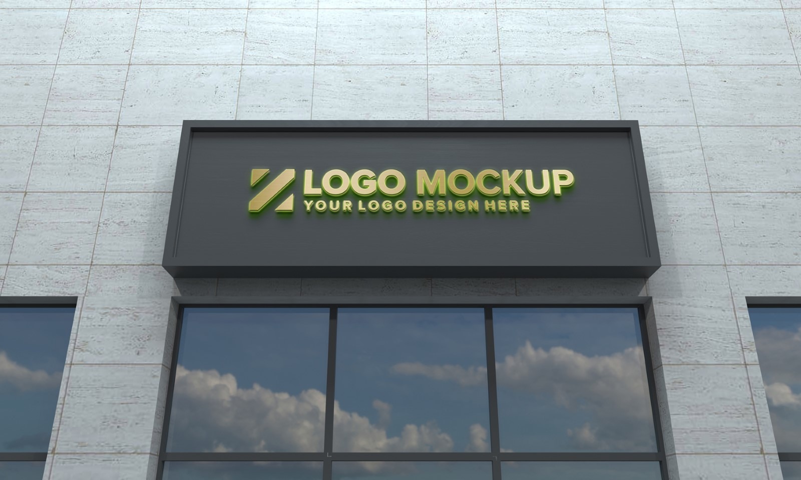 Download Logo Mockup 3D Sign façade Building Product Mockup