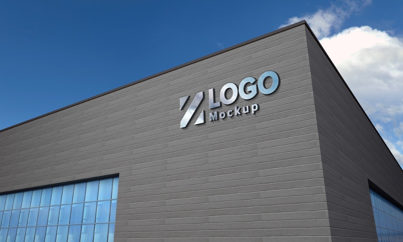 Download Logo Mockup 3D Sign façade Gray Building Product Mockup ...
