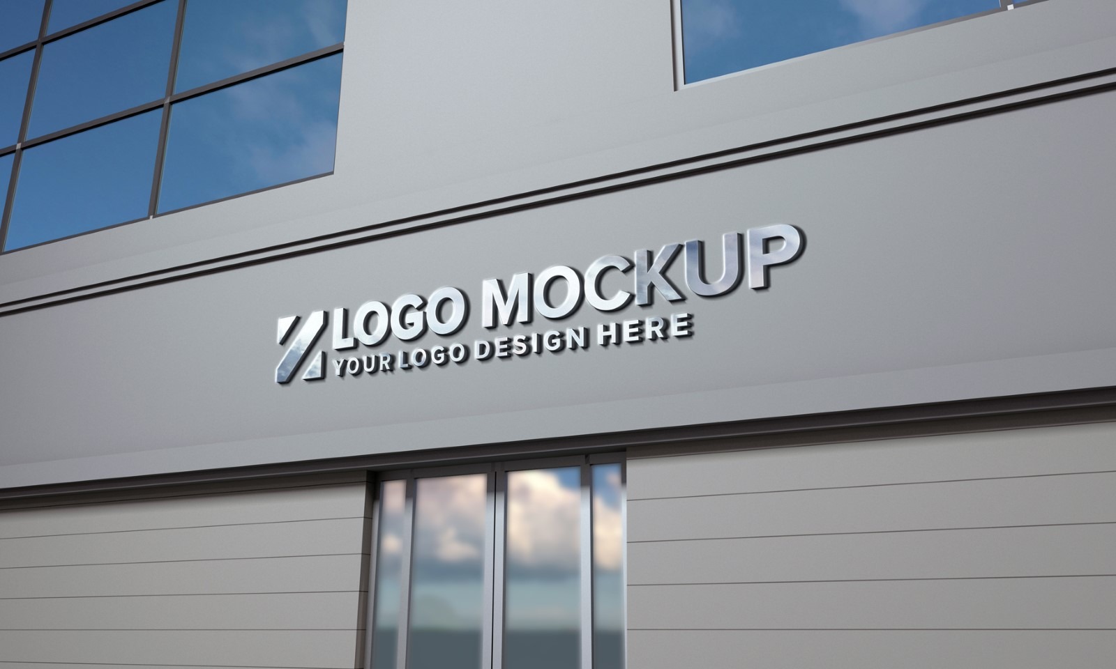 Steel Logo Mockup Store Sign façade Elegant product mockup