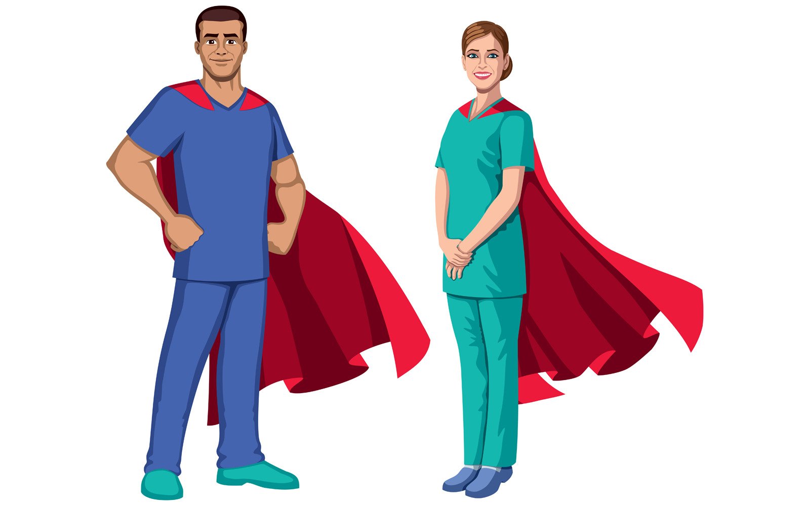 Nurse Superheroes on White - Illustration - TemplateMonster