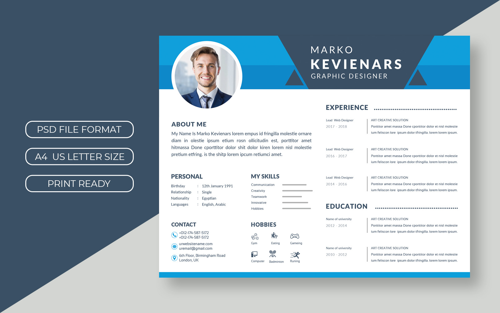 Modern Curriculum Vitae Resume Template - TemplateMonster