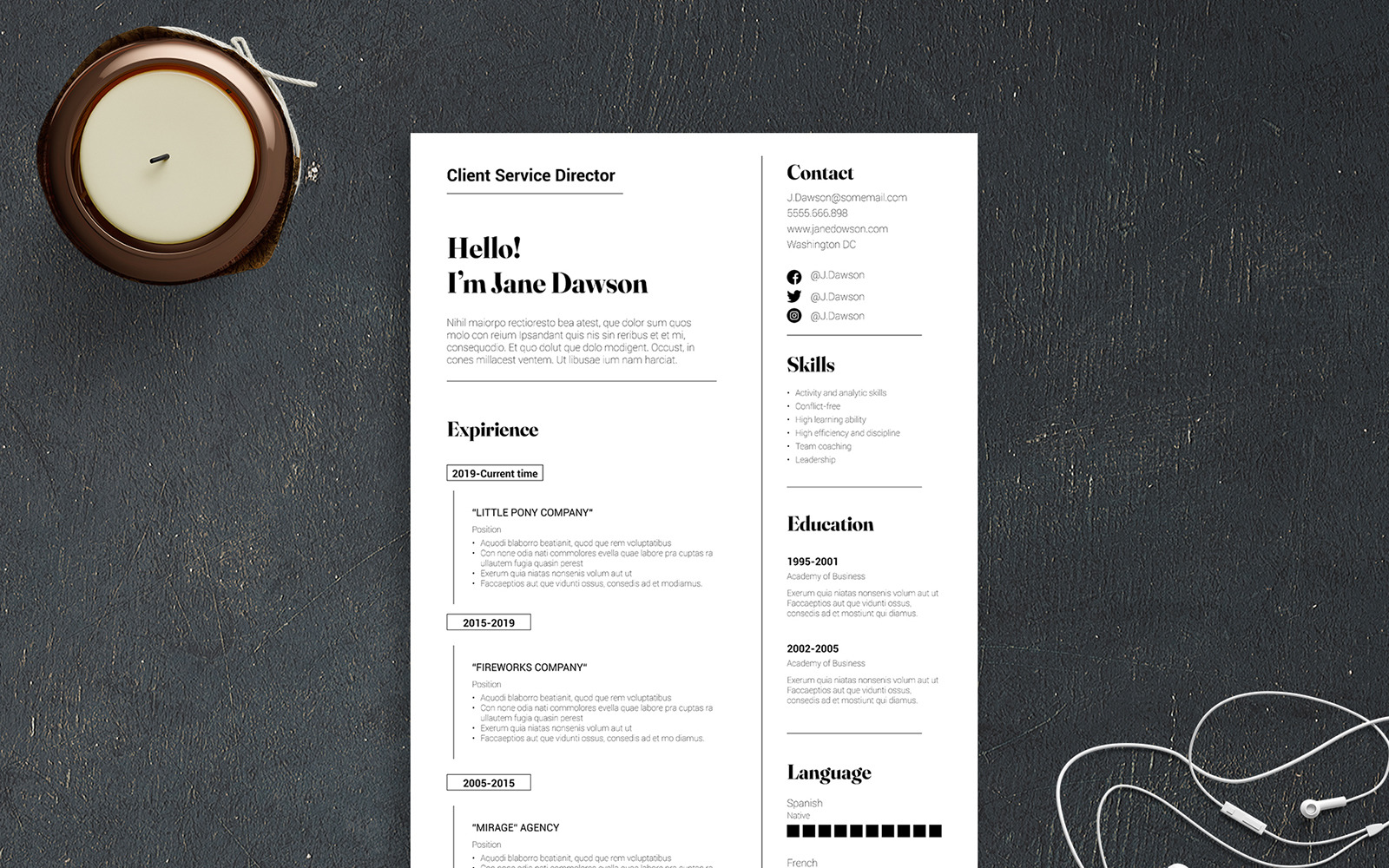 free indesign resume template download