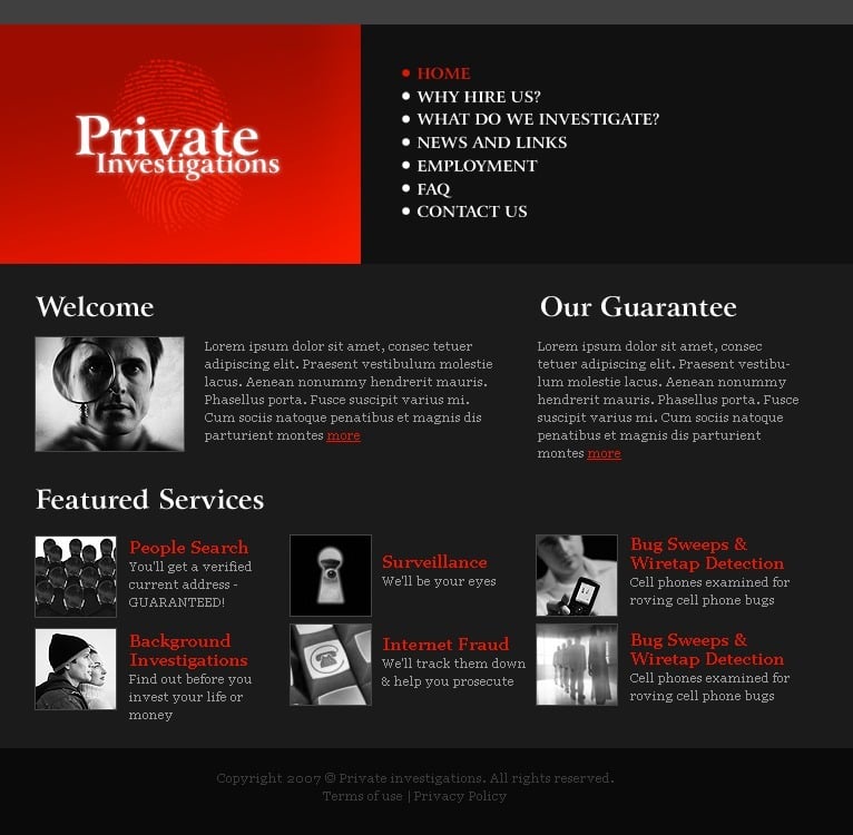 Private Investigator Website Template TemplateMonster