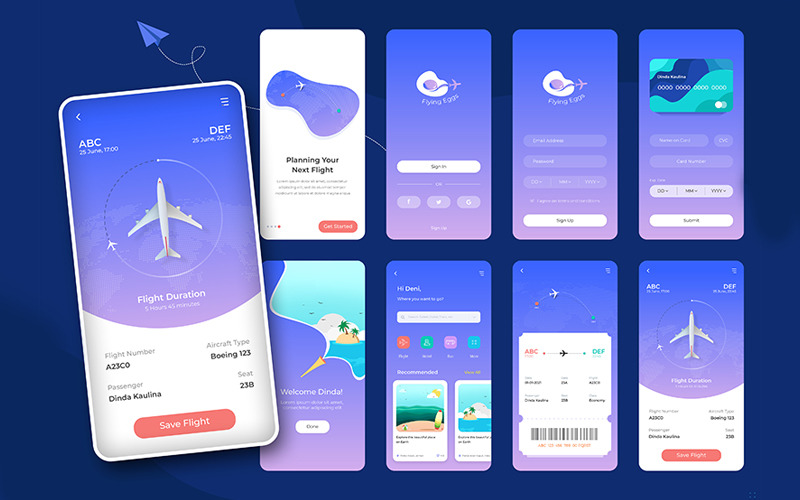 Приложение flight. График UI. Time Tracker UI. Chips UI element.