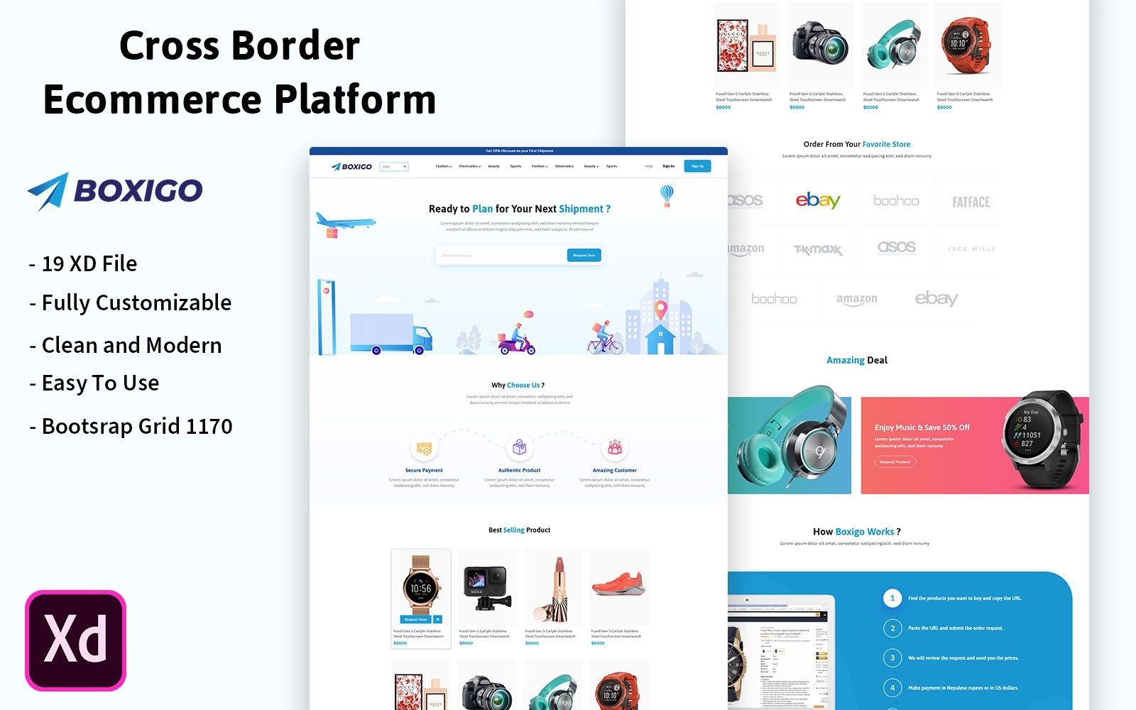 Border Group Ui Boxigo - Cross Border Ecommerce Platform UI Elements