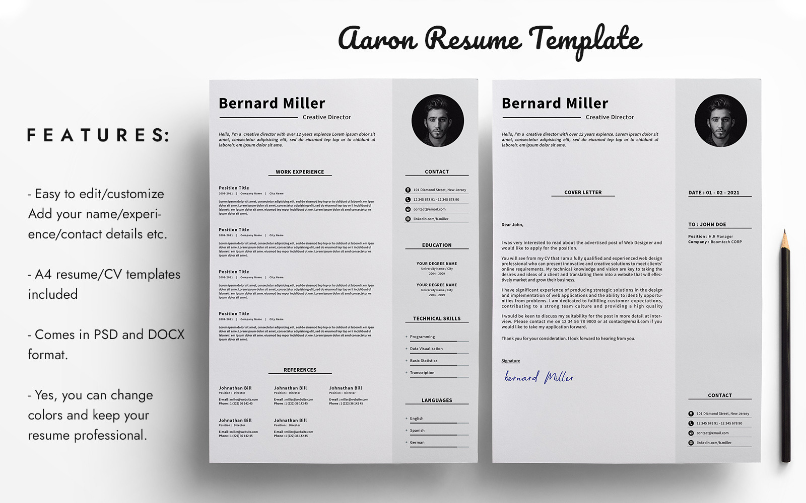 Aron Resume Template #166626 - TemplateMonster