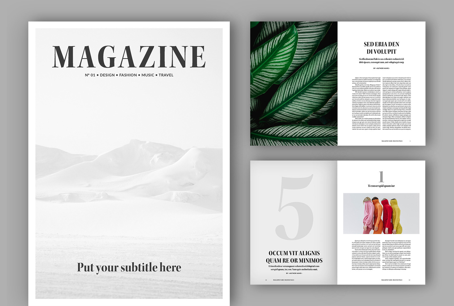 Layout modelli rivista minimalista (A4 + USA)