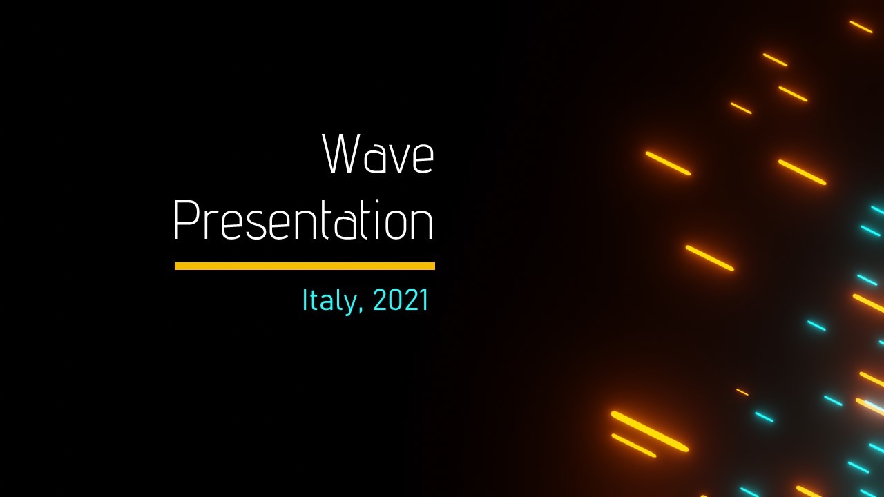 Flying Neon Lights PowerPoint template TemplateMonster