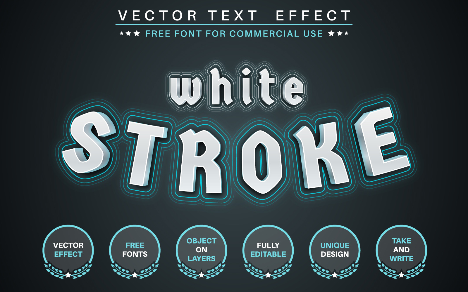 White stroke. Премиум шрифт. White Effect font. Font Style. Editable stroke.