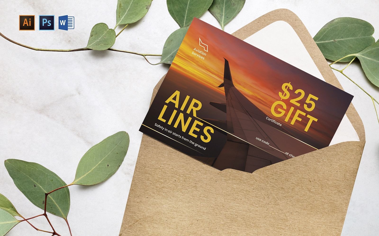Professional Aviation Airlines Gift Certificate Template