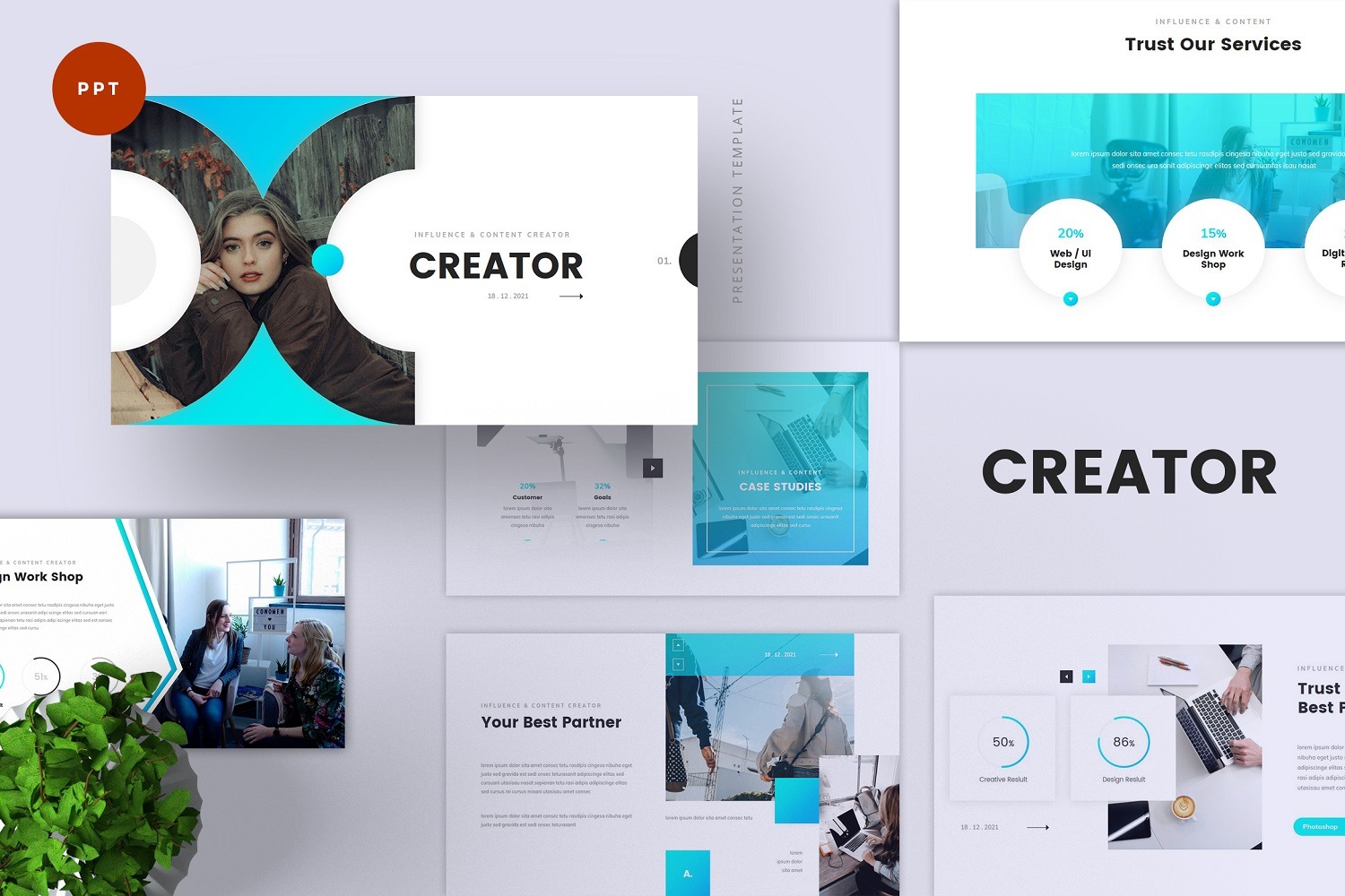 Creator Influencer & Content Creator PowerPoint Template