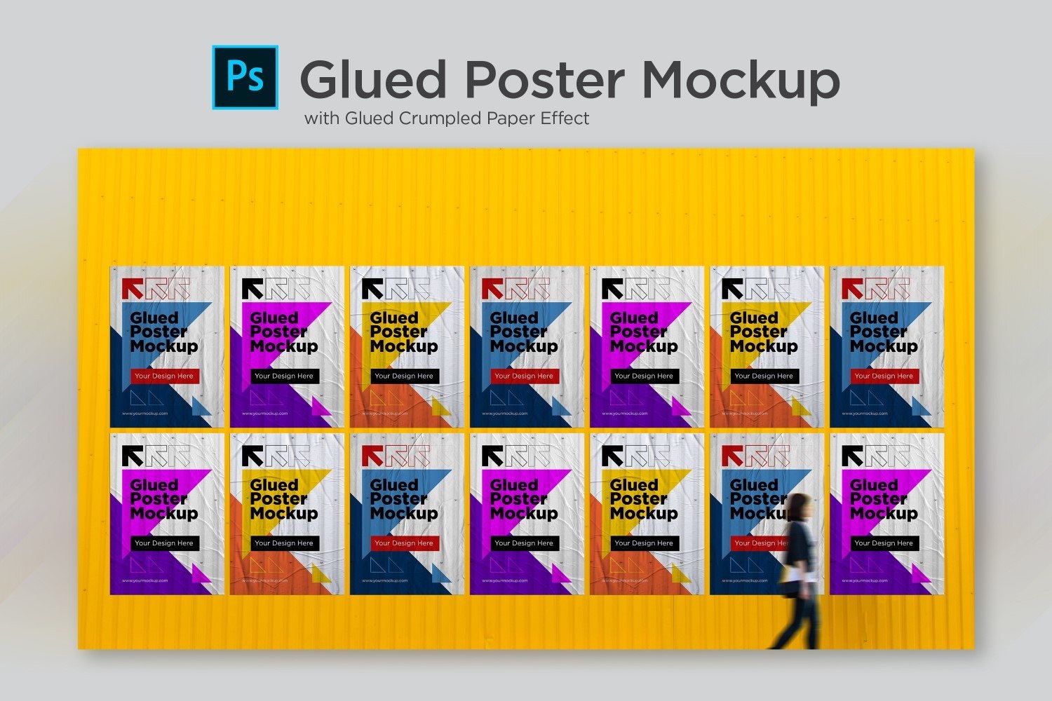 Glued and Crumpled Poster Mockup Effects Product Mockup