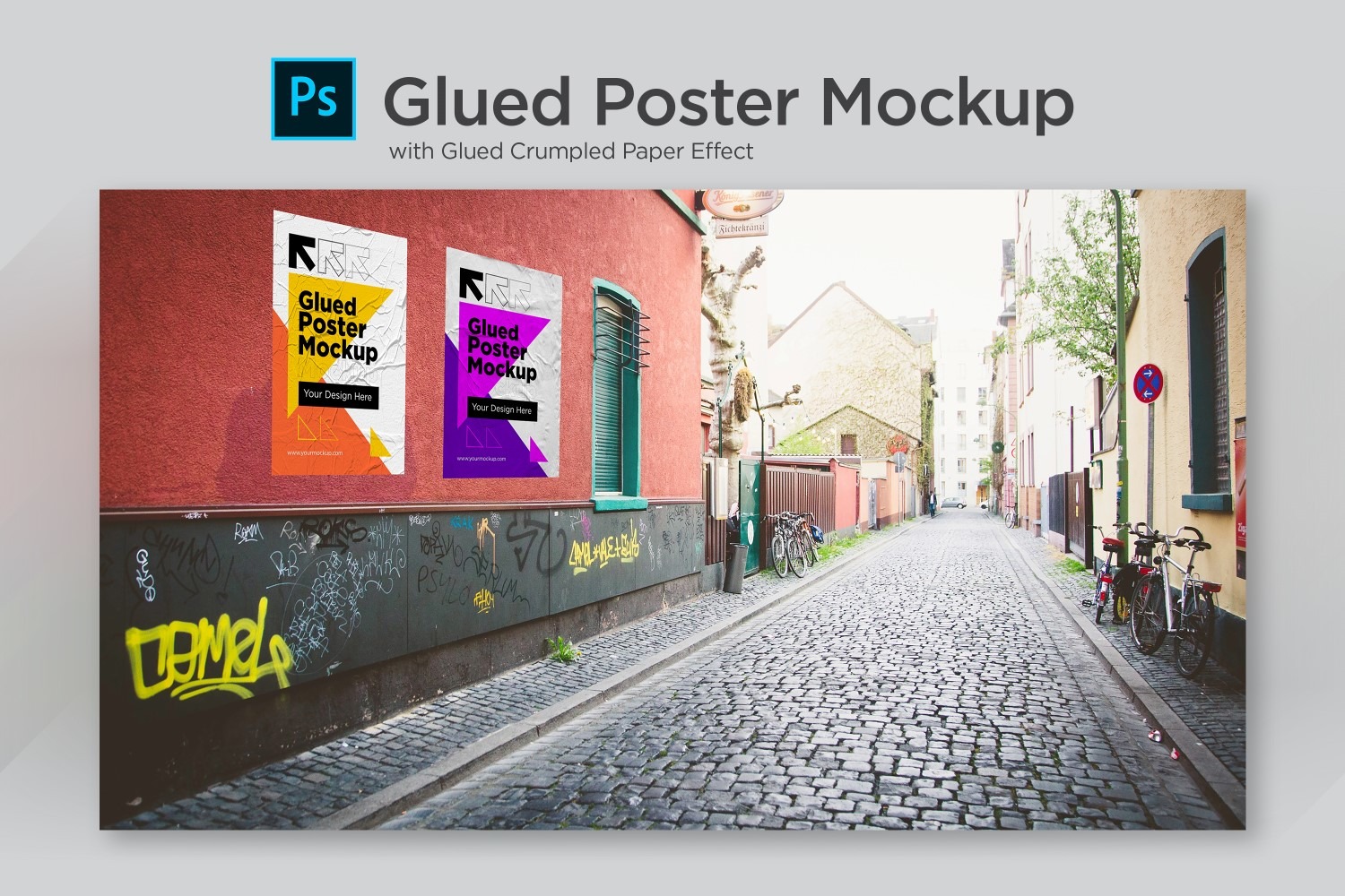 Download Poster Mockup with Crumpled Paper Product Mockup