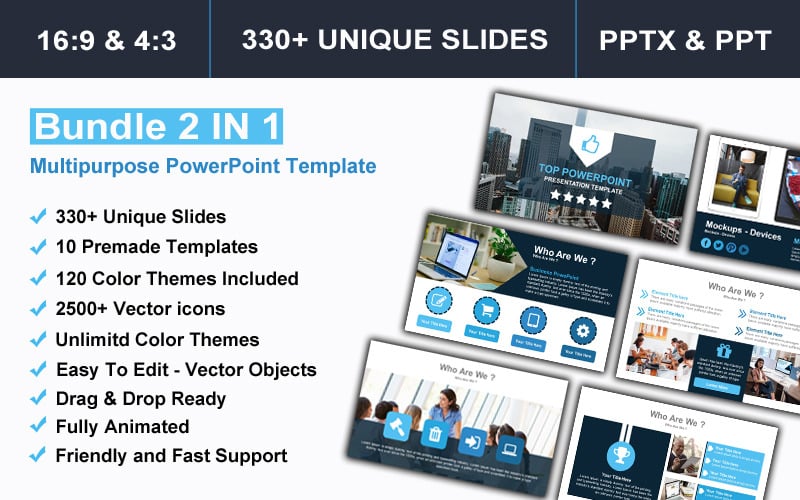 Bundle 2 IN 1 Modello PowerPoint Multiuso - TemplateMonster