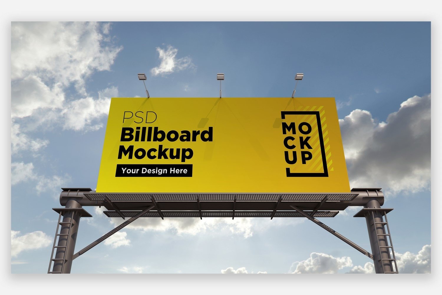 Two Pole Advertisement Sign Front View Product Mockup