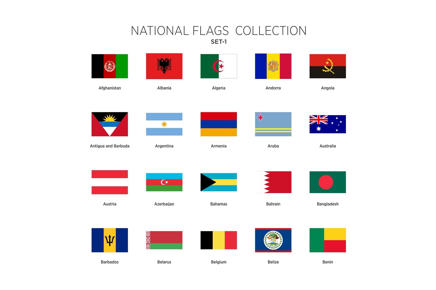 National Flags Set Vol 1 Illustration Templatemonster