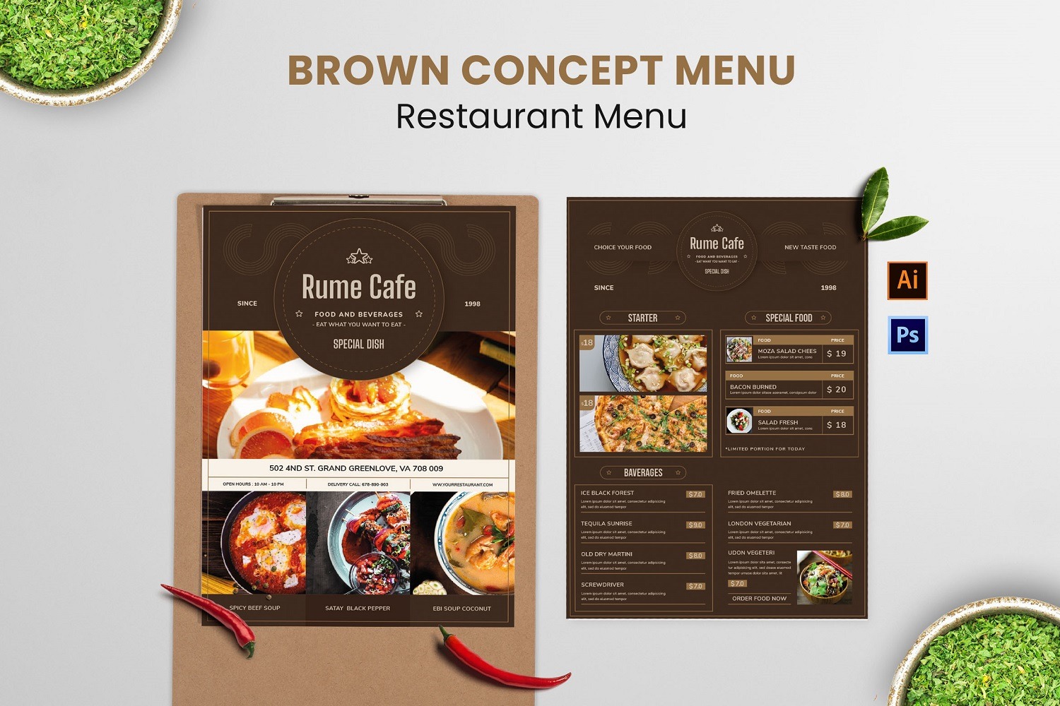 Elegant Brown Concept Food Menu 181216 TemplateMonster